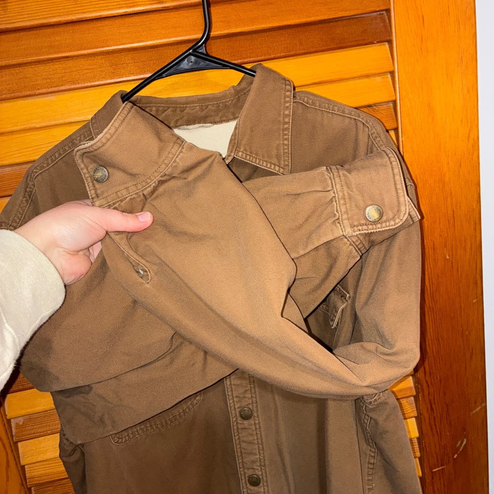 Woolrich Barn Jacket Chore Coat Tan Brown Sherpa Lined - mens size XL - Picture 5 of 10
